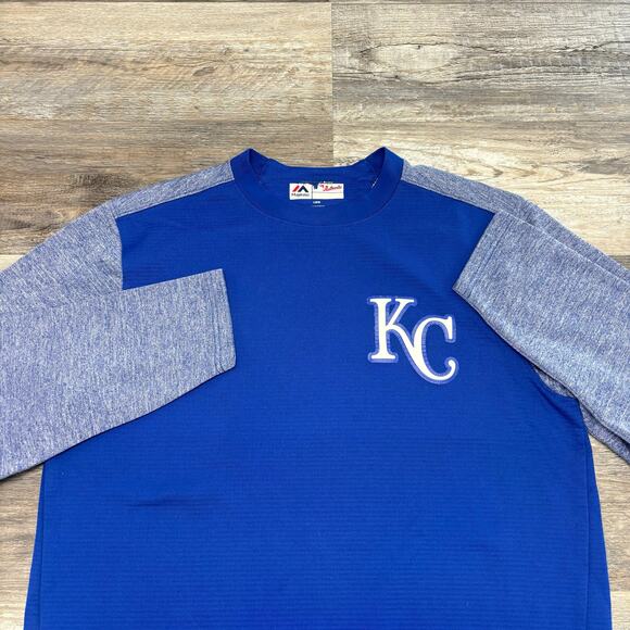 Majestic Other - Majestic MLB Kansas City Royals Blue Mens L On Field Tech Therma Base Sweatshirt